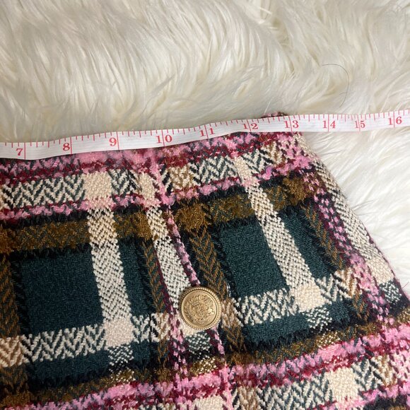 Women Wool Plaid Mini Skirt High Waisted Pencil Skirts Short Tight Bodycon Skirt - Picture 8 of 8